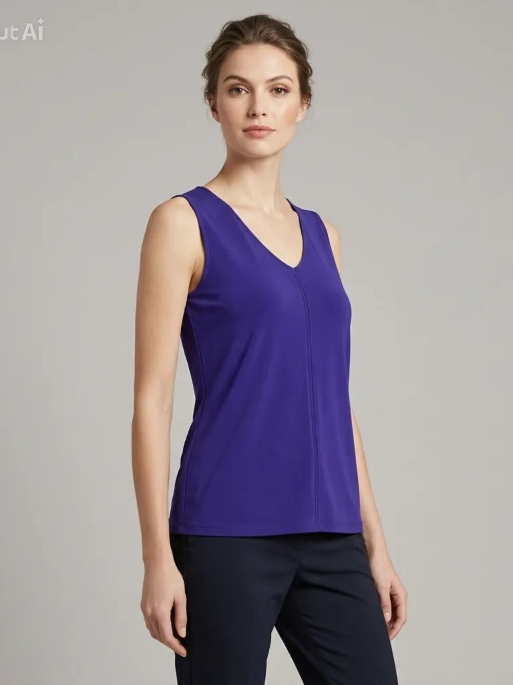 Calvin Klein Violet Plum V-Neck Sleeveless Draped Tank Top - Size Small